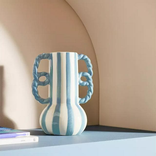 Habitat Stripe Vase With Wavy Handles - gallery image 1