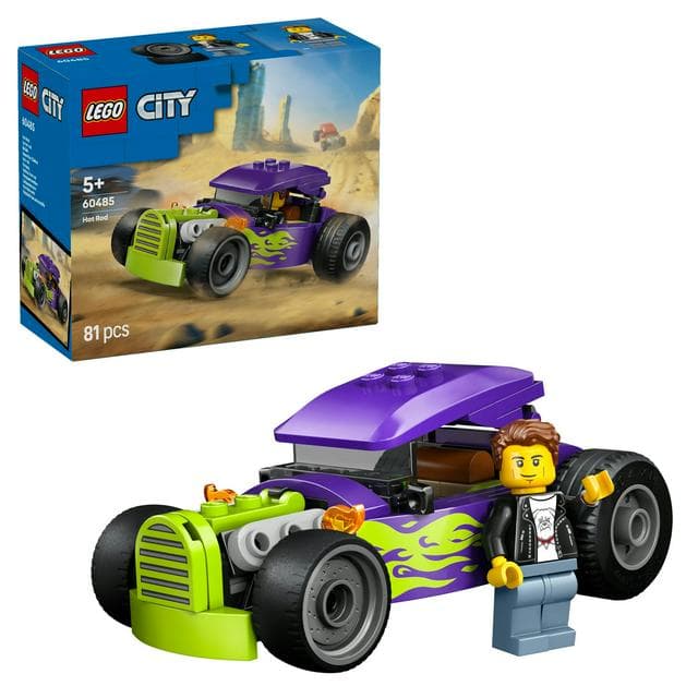 LEGO City Hot Rod Race Car Toy & Minifigure 60485 - gallery image 1