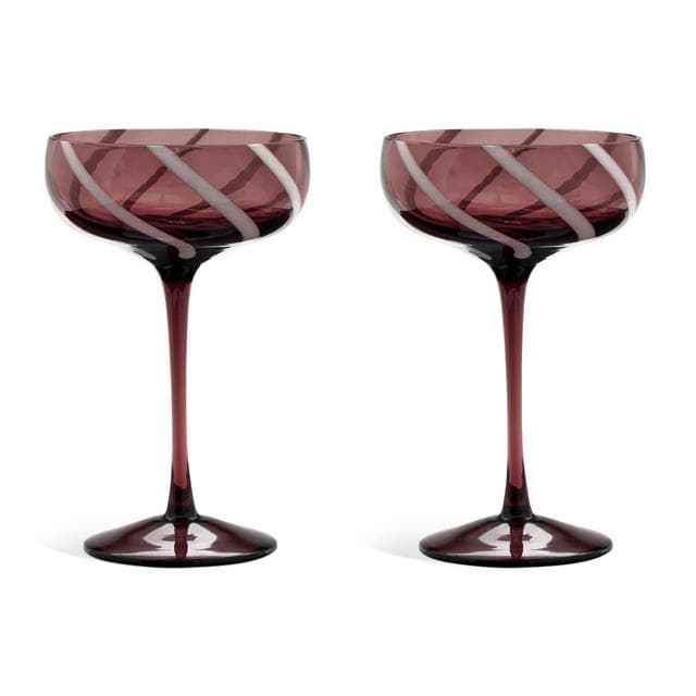 Sainsbury's Home Set of 2 Swirl Cocktail Glass - Purple & White - gallery image 1
