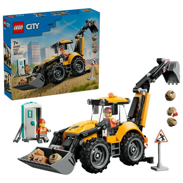 Lego City Yellow Backhoe Loader Tractor Toy 60480 - gallery image 1