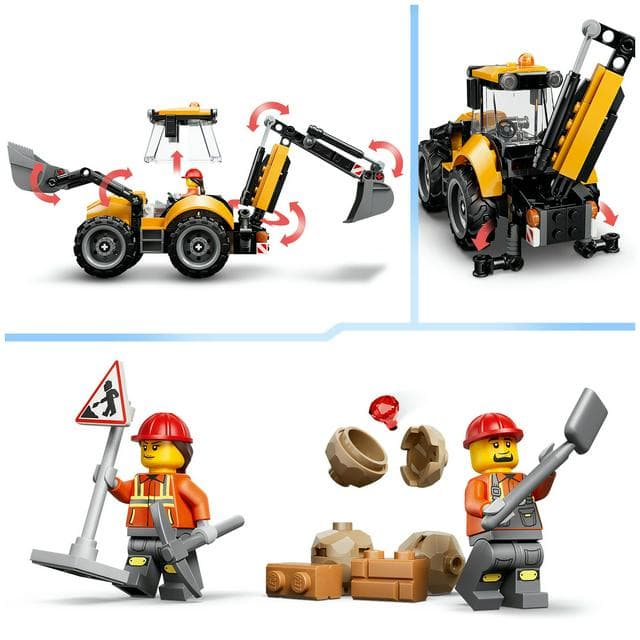 Lego City Yellow Backhoe Loader Tractor Toy 60480 - gallery image 4