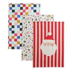 Sainsbury's Home Pack of 3 Novelty Icons Santa Tea Towels