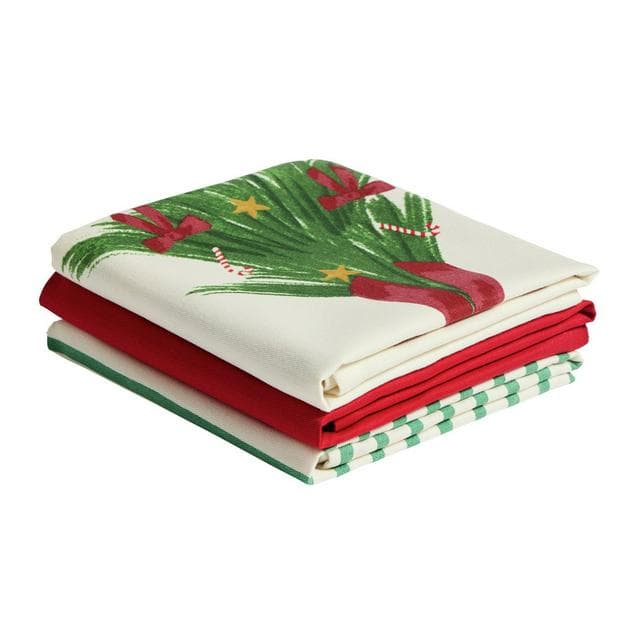 Sainsbury's Home Pack of 3 Bows & Tree Tea Towels - gallery image 3