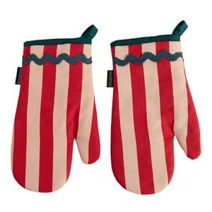 Sainsbury's Home Stripe Oven Mittens - Pink & Red
