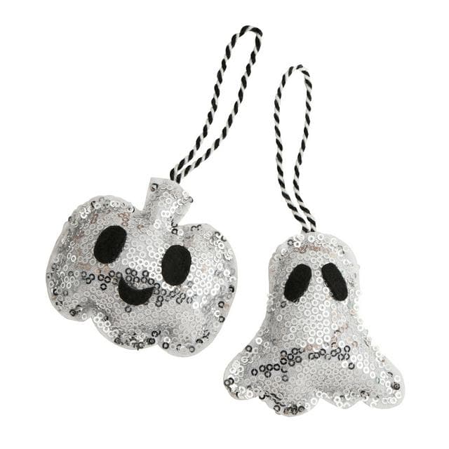 Sainsbury's Home Sequin Ghost & Pumpkin Hanging Decoration - gallery image 1