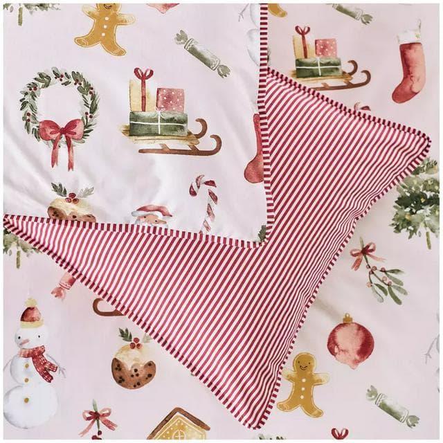 Sainsbury's Home Christmas Icons Bedding Set - Pink - gallery image 2