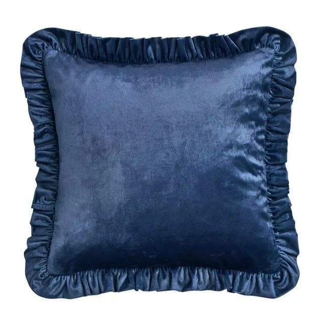 Sainsbury's Home Velvet Robin Ruffle Cushion - Blue - gallery image 3