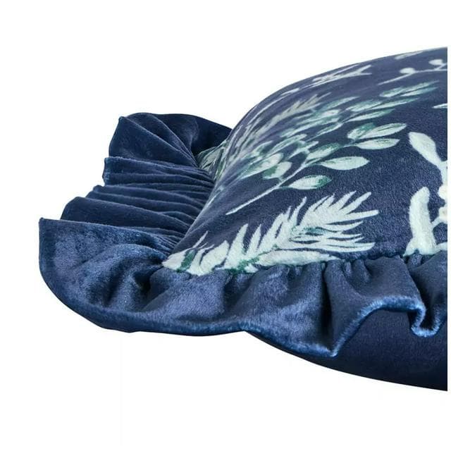 Sainsbury's Home Velvet Robin Ruffle Cushion - Blue - gallery image 4
