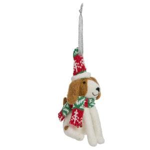 Sainsbury's Home Felt Dog in Scarf & Hat Hanging Decoration