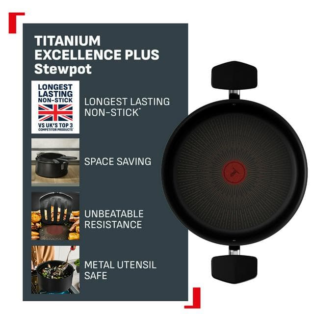 Tefal Titanium Excellence Plus Stewpot With Lid - 24cm - gallery image 2