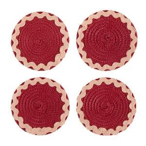 Sainsbury's Home Pack of 4 Scallop Coasters - Pink & Red