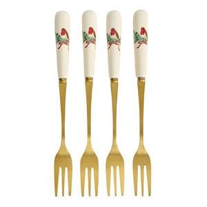 Sainsbury's Home Pack of 4 Robin Ceramic Cake Forks