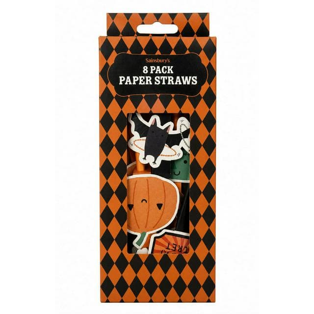 Sainsbury's Home Pack of 8 Halloween Paper Straws - gallery image 1