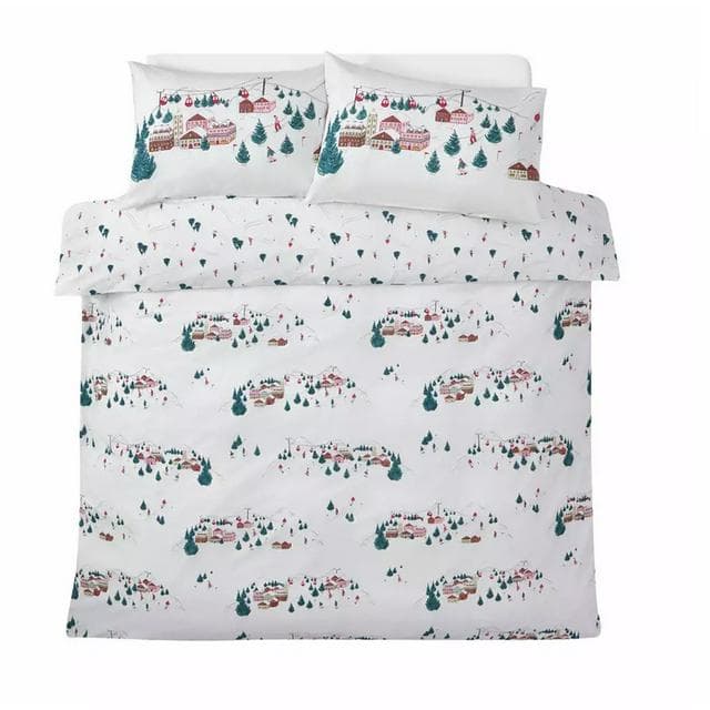 Sainsbury's Home Christmas Ski Scene Bedding Set - White - gallery image 4