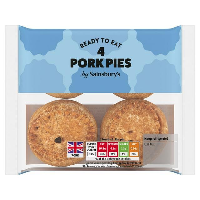 Sainsbury's Snack Pork Pies x4 260g - gallery image 1