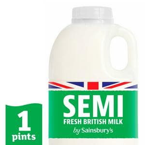 Sainsbury's British Semi Skimmed Milk 1 Pint