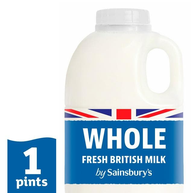 Sainsbury's British Whole Milk 568ml (1 pint) - gallery image 1