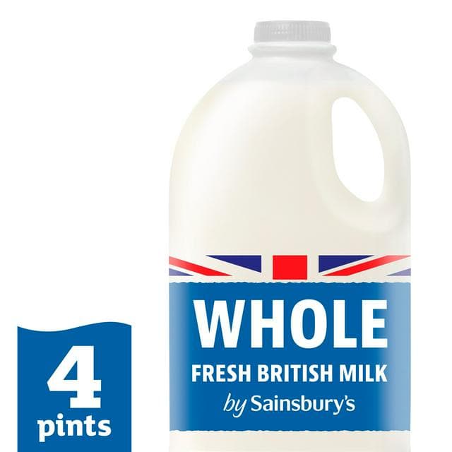Sainsbury's British Whole Milk 2.27L (4 pint) - gallery image 1