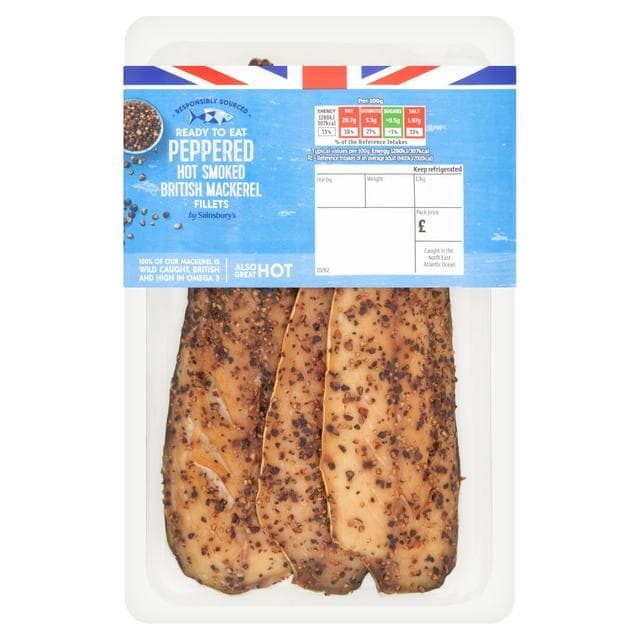 Sainsbury's (Approx. 230g) Ready to Eat British Hot Smoked Peppered Mackerel Fillets - gallery image 1