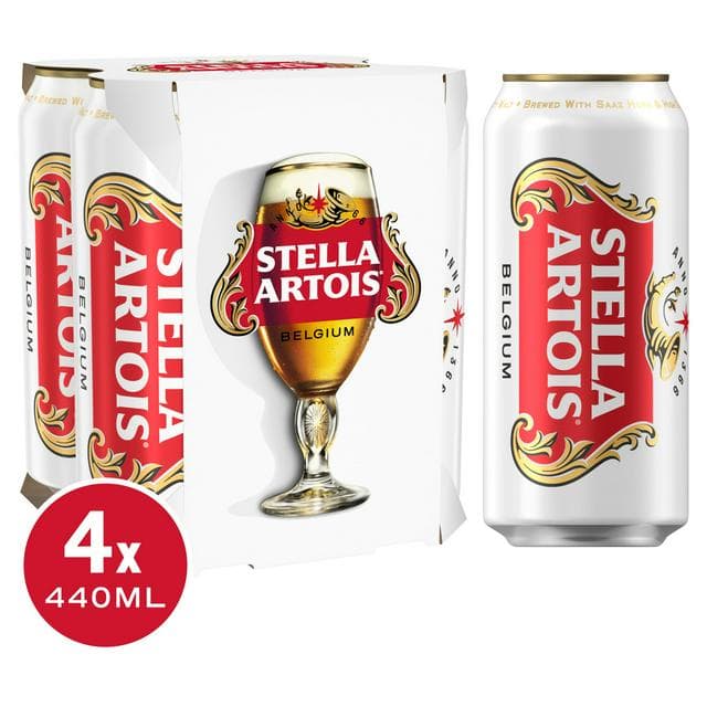 Stella Artois Premium Lager Beer Cans 4x440ml - gallery image 1
