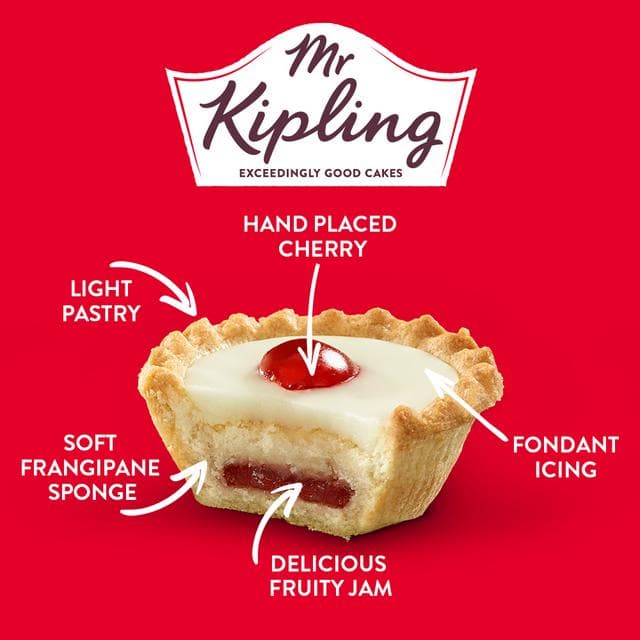 Mr Kipling Cherry Bakewell Tarts Cakes x6 - gallery image 2