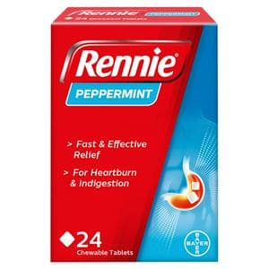 Rennie Peppermint Heartburn & Indigestion Relief Tablets x24