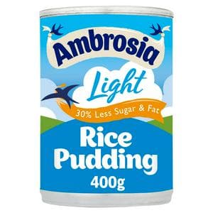 Ambrosia Light 400g Low Fat & Reduced Sugar Rice Pudding Dessert Can