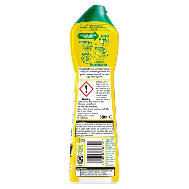 Cif Lemon Cream Cleaner Multipurpose 500ml - gallery image 6