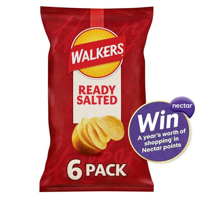 Walkers Ready Salted Multipack Crisps 6x25g - gallery image 1