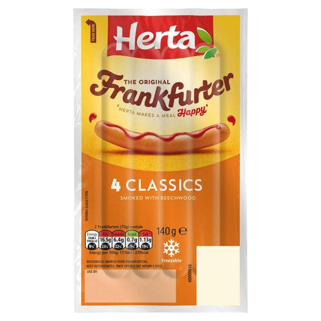 Herta Frankfurter Hot Dogs x4 140g - gallery image 1