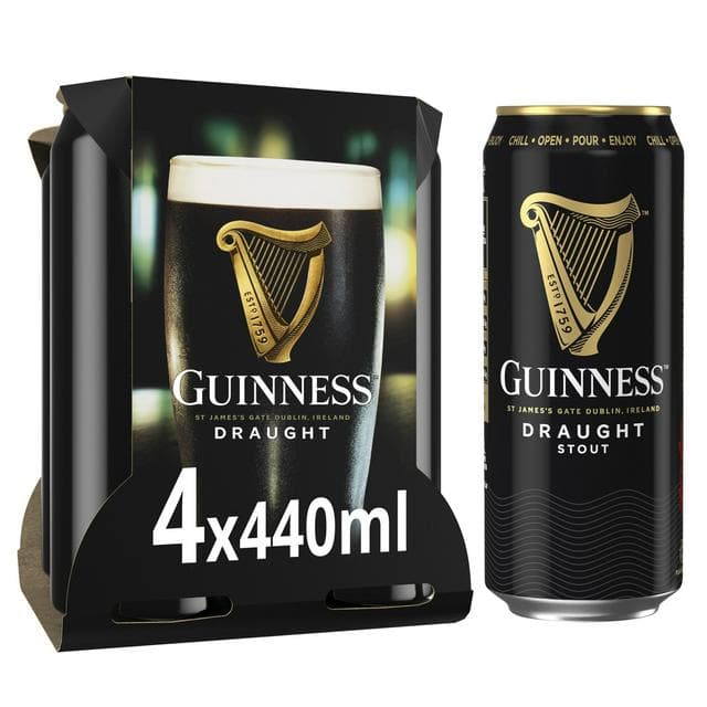 Guinness Draught Stout Beer Cans 4x440ml - gallery image 1
