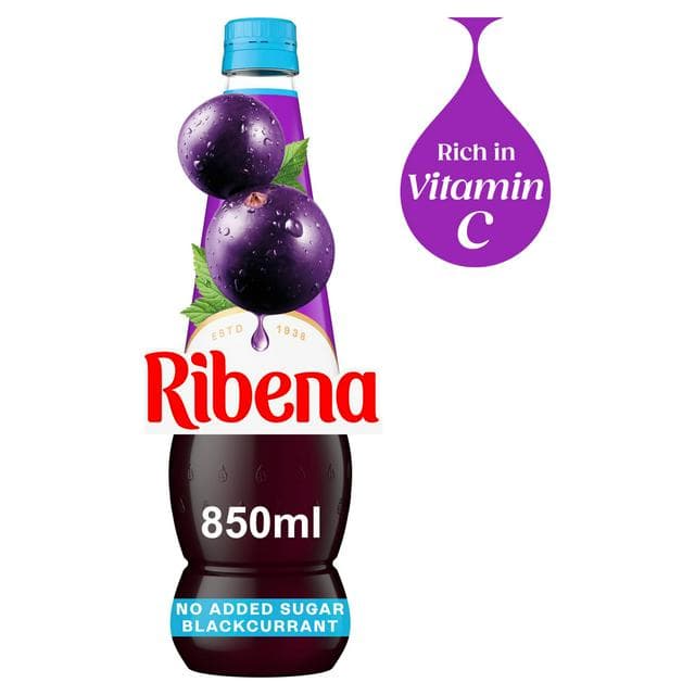 Ribena Blackcurrant Squash No Added Sugar 850ml - gallery image 1