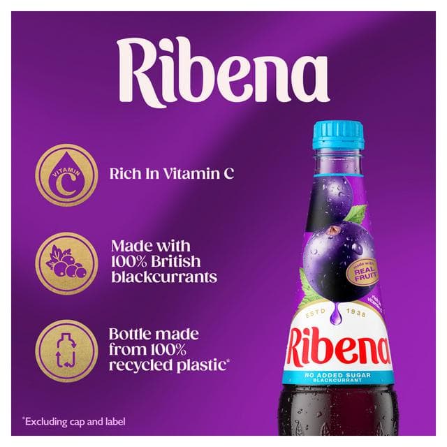 Ribena Blackcurrant Squash No Added Sugar 850ml - gallery image 3