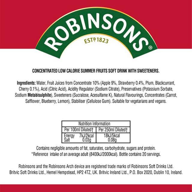Robinsons Summer Fruits Squash No Added Sugar 1L - gallery image 4