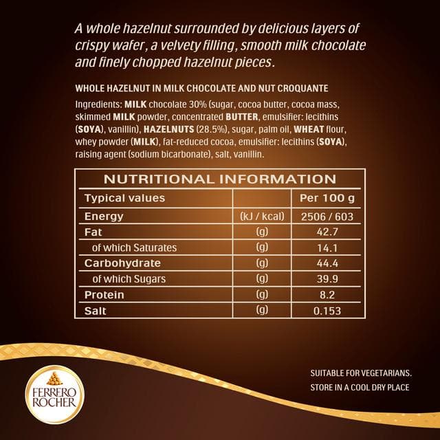 Ferrero Rocher Milk Chocolate & Hazelnut Pralines Gift Box 24 Pieces 300g - gallery image 6