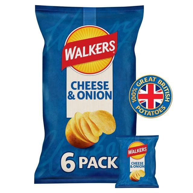 Walkers Cheese & Onion Multipack Crisps 6x25g - gallery image 1