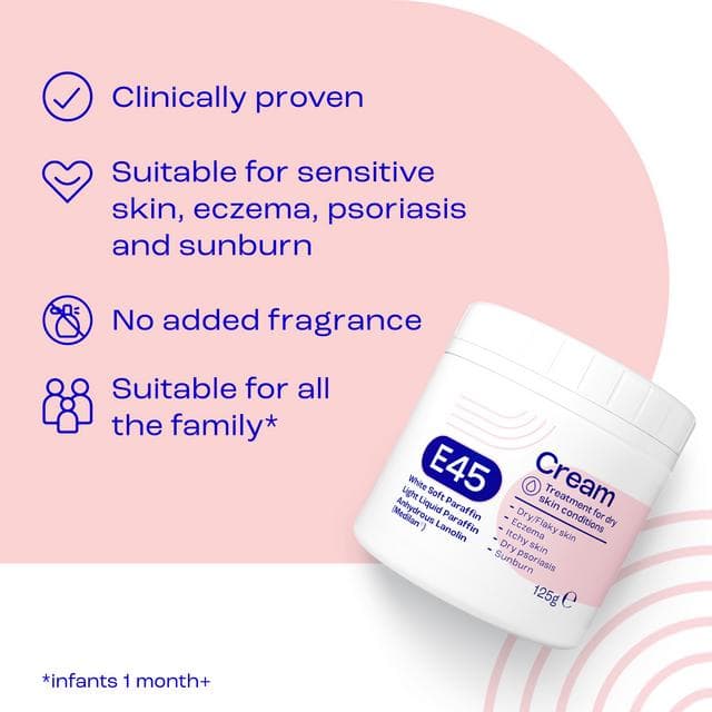 E45 Moisturiser Body Cream for Dry Skin & Eczema 125g - gallery image 2