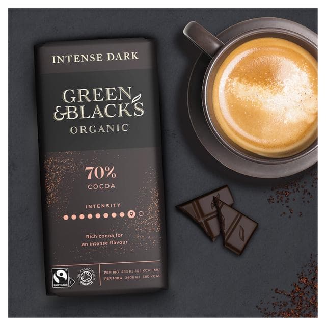 Green & Black's 90g Organic 70% Dark Chocolate Bar - gallery image 2