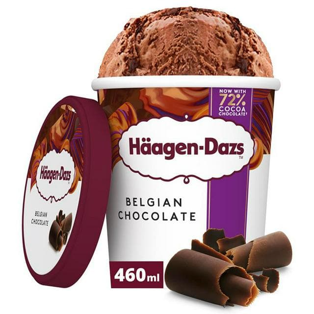 Haagen-Dazs Belgian Chocolate Ice Cream Frozen Dessert Tub 460ml - gallery image 1