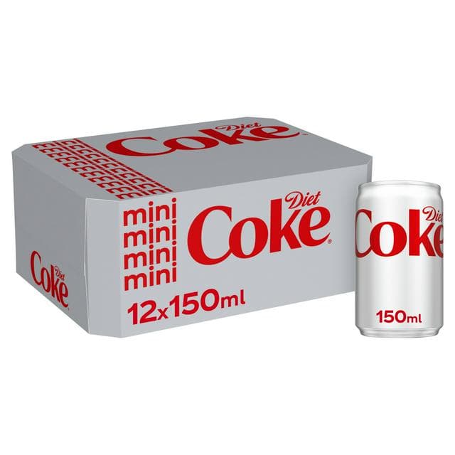 Diet Coke Cola 12 x 150ml Cans - gallery image 1