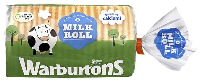Warburtons Milk Roll Soft Medium Sliced White Bread 400g - gallery image 2