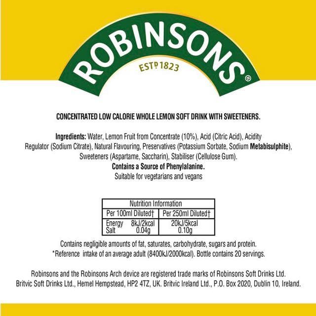 Robinsons Lemon Squash No Added Sugar 1L - gallery image 3