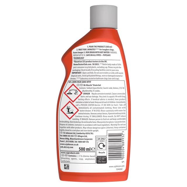 Mr Muscle Max Drain Unblocker Gel 500ml - gallery image 2