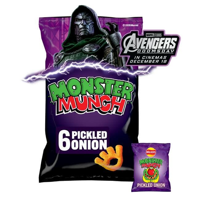 Walkers Monster Munch Pickled Onion Multipack Crisps Snacks 6x20g - gallery image 1