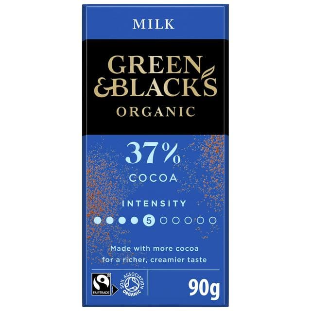 Green & Black's 90g Organic 37% Milk Chocolate Bar - gallery image 1