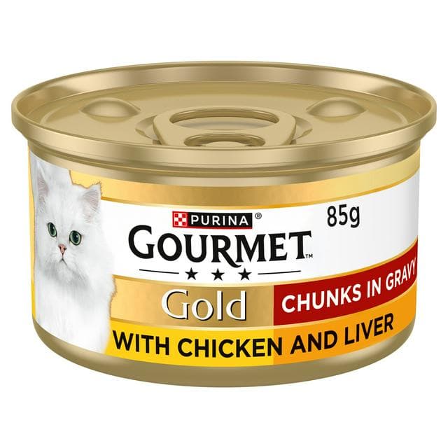 Gourmet Gold Chunks in Gravy Chicken & Liver Wet Cat Food 85g - gallery image 1