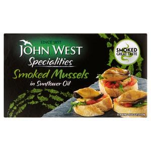 John West 85g Specialities in Sunflower Oil Wood Smoked Mussels