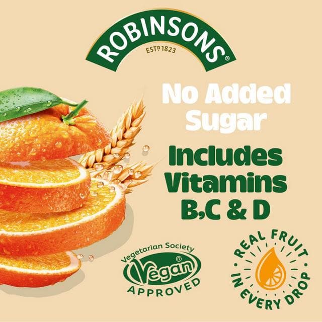 Robinsons Fruit & Barley Orange Squash No Added Sugar 1L - gallery image 2