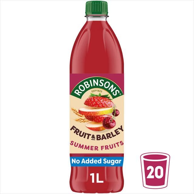 Robinsons Fruit & Barley Summer Fruits Squash No Added Sugar 1L - gallery image 3