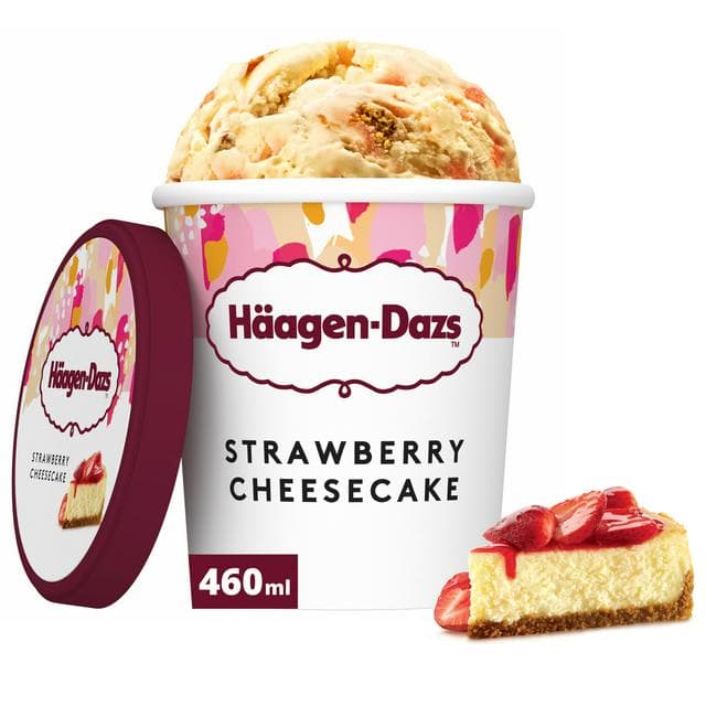 Haagen-Dazs Strawberry Cheesecake Ice Cream Frozen Dessert Tub 460ml - gallery image 1